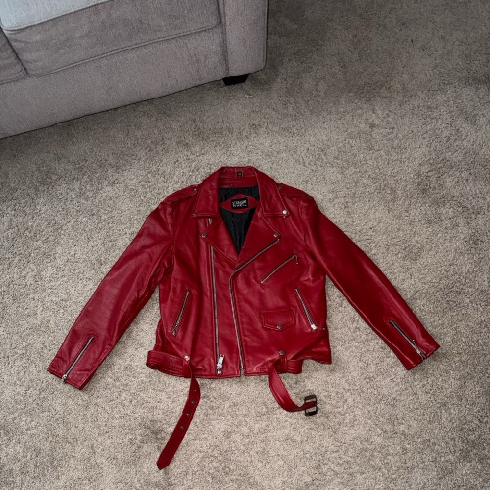 Red Leather Performance Jacket - Picture 5 of 5